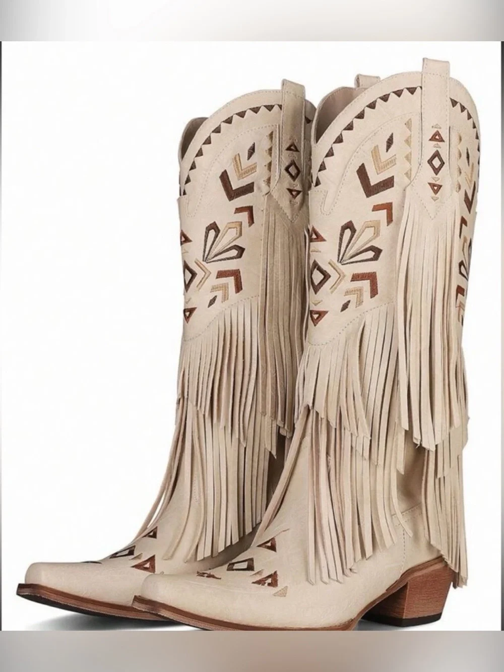 Cowgirl Western Boots Fringe Tassel
Chunky High Heels Mid Calf
Slip On Women’s - Picture 1 of 12